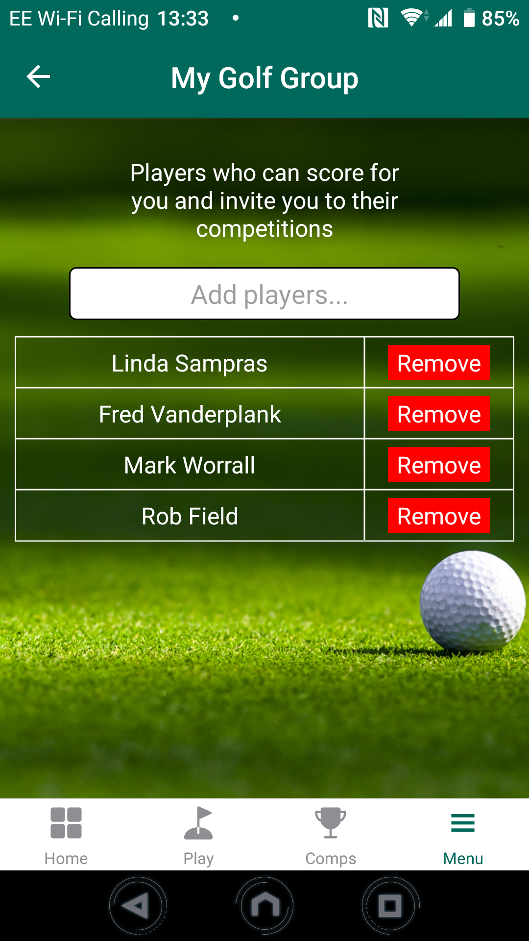Golf group screenshot
